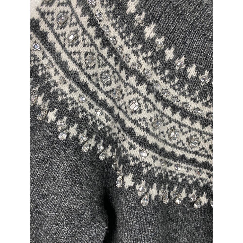 J.Crew Collection Gray Fair Isle Embellished Wool Blend Sweater Dress Sz.XL NWT - Picture 8 of 16